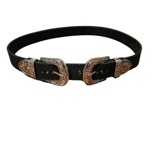 Women's Black Double Buckle Belt